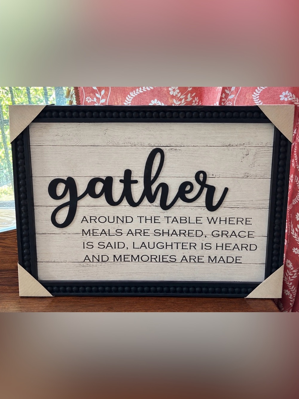 Rustic Gather Wood-Framed Wall Sign - Black on White